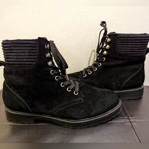 Splendid Sloane Black Genuine Suede Lace Up Ankle Boot Booties Size 9